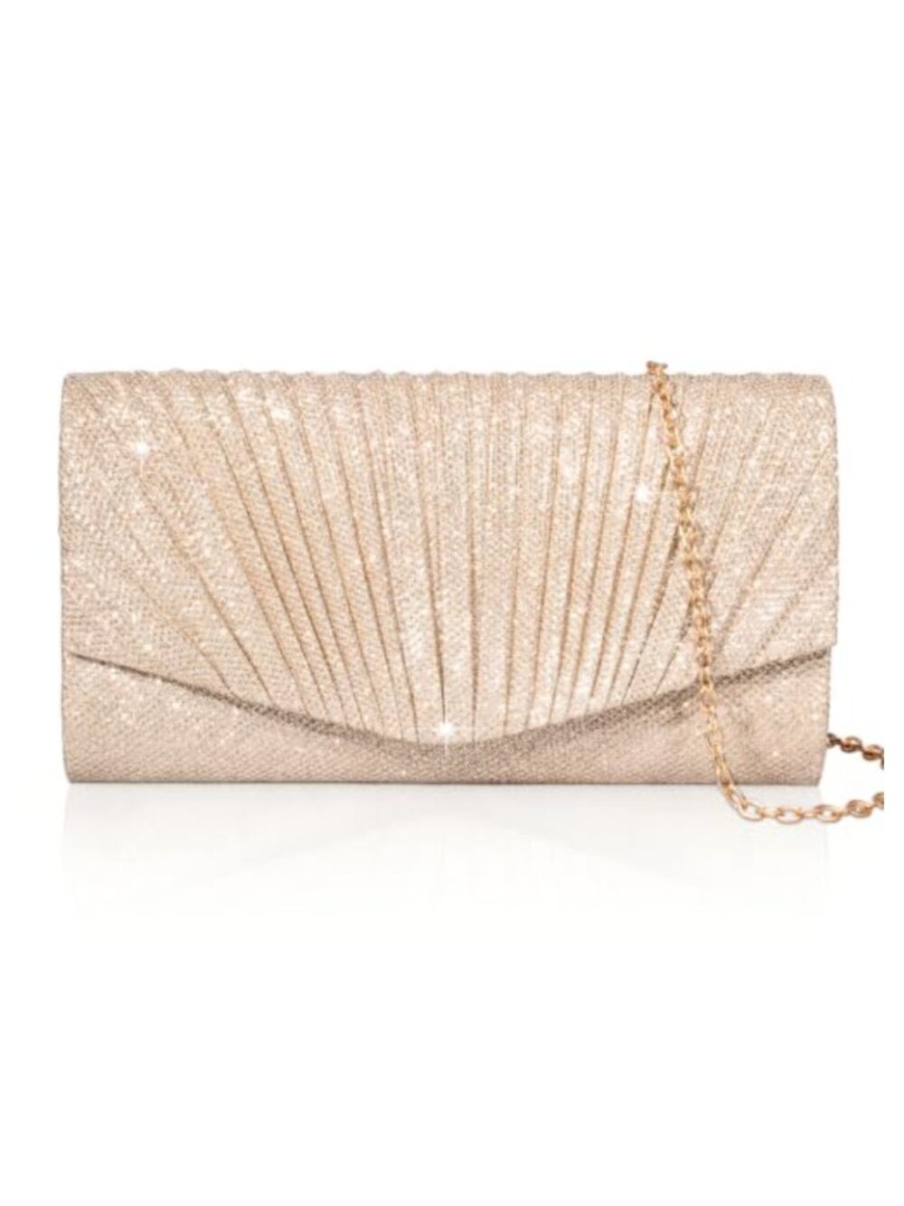 Pleated Evening Clutch with Removable Chain Formal Party Bag